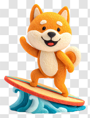 Shiba Inu Dog Surfing - Dog Surfing On Waves Transparent PNG
