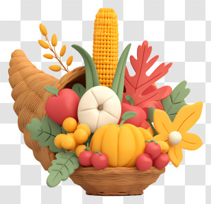 Thanksgiving Cornucopia - Autumn Cornucopia Harvest Basket Transparent PNG
