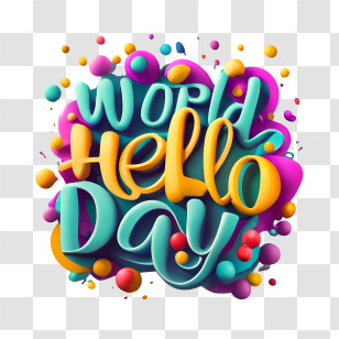 World Hello Day - Colorful Typography Design For World Hello Day Transparent PNG
