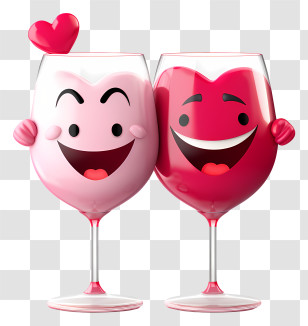 Emoji - Cartoon Smiling Wine Glasses With Heart Transparent PNG
