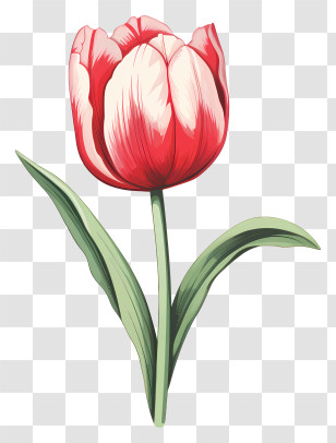 Red Tulip - Blooming Red Tulip Flower Transparent PNG