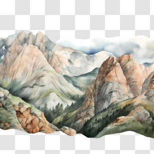 Mountain Forest - Watercolor Mountain Range Illustration Transparent PNG