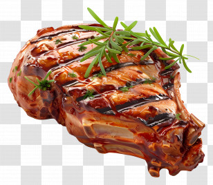 Cooked Meat - Delicious Grilled Meat With Rosemary Transparent PNG