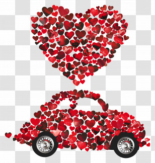 Love Design - Car Made Of Red Hearts Transparent PNG
