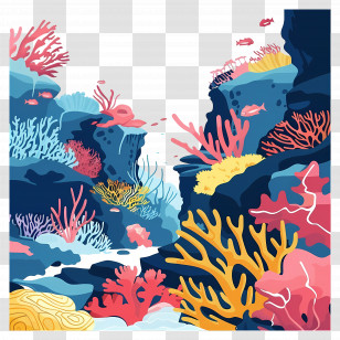 Great Barrier Reef - Vibrant Coral Reef Illustration Transparent PNG