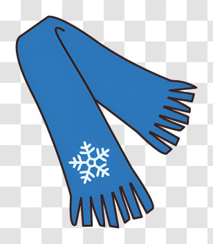Cartoon - Blue Winter Scarf With Snowflake Transparent PNG