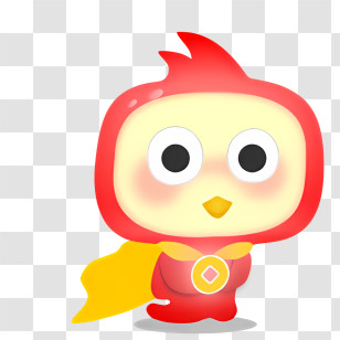 Icon - Cute Red Bird Superhero Cartoon Transparent PNG