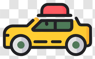 Car With Red Roof - Yellow Car With A Red Hat Illustration Transparent PNG