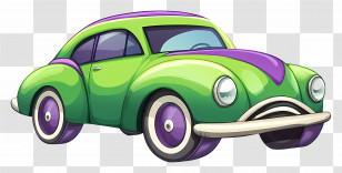 Cartoon Car - Green And Purple Cartoon Car Illustration Transparent PNG