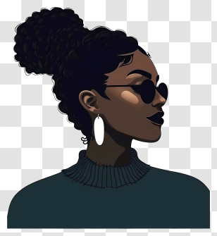 Black Girl Simplistic Vector Art - Stylish Woman With Sunglasses Transparent PNG