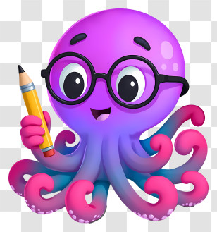 Octopus - Smart Octopus Holding Pencil Transparent PNG