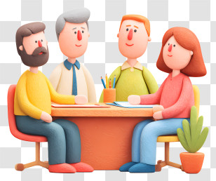 Office Business Meeting - Office Meeting With Four People Transparent PNG