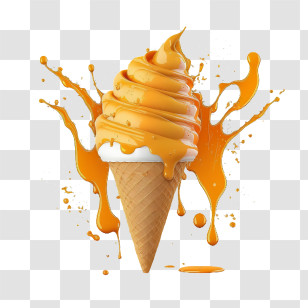 Ice Cream Cone
 - Orange Swirl Ice Cream Cone With Splash Transparent PNG