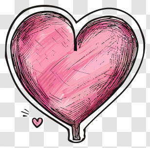 Pink Heart - Pink Heart Doodle Representing Love Transparent PNG