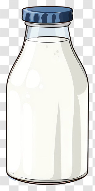 Glass Bottle - Glass Milk Bottle With Tight Blue Cap Transparent PNG
