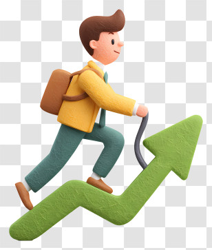 Businessman Growth Arrow - Businessman Climbing Green Arrow For Success Transparent PNG