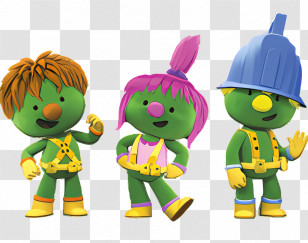 Doozers - Green Cartoon Characters In Fun Poses Transparent PNG
