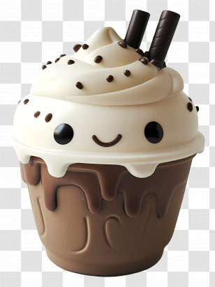 Frappe - Cute Cupcake With Chocolate Topping Transparent PNG