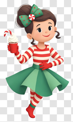 Woman In Candy Cane Outfit - Festive Peppermint Girl Transparent PNG