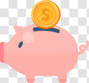 Icon - Pink Piggy Bank With Coin On Top Transparent PNG