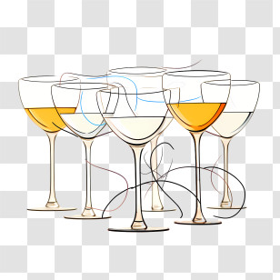 Champagne Glass - Elegant Sketch Of Wine Glasses Transparent PNG