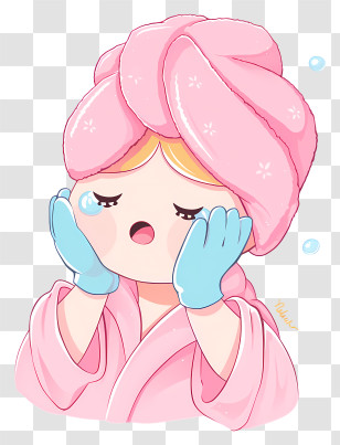 Wash Face - Adorable Spa Moment Illustration Transparent PNG
