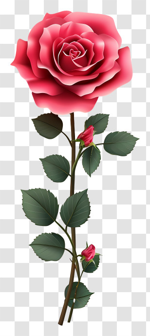 Cartoon Rose And Paper - Red Rose With Leaves Illustration Transparent PNG