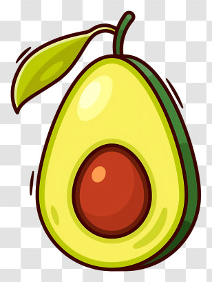 Avocado - Fresh Avocado With Seed And Leaf Transparent PNG