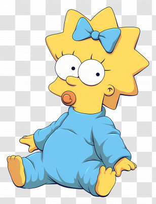 Maggie Simpson - Cartoon Baby Girl In Blue Onesie Transparent PNG