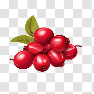 Cranberries - Fresh Red Cranberries With Leaves Transparent PNG