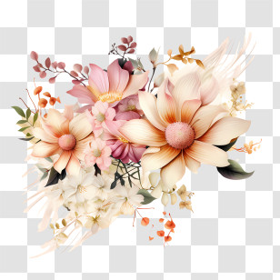 Wedding Flowers - Colorful Floral Bouquet With Pink And Peach Flowers Transparent PNG