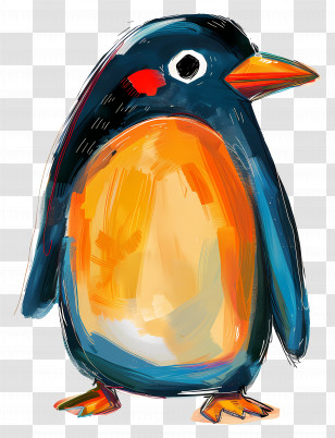 Penguin - Stylized Orange Penguin Cartoon Illustration Transparent PNG