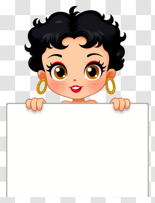 Betty Boop Holding Signboard - Cute Cartoon Girl Holding Sign Transparent PNG