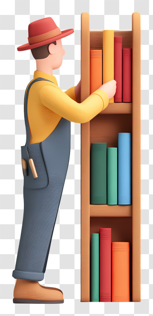 Man Searching Book - Man Organizing Books On Shelf Transparent PNG