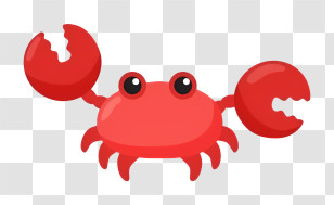 Icon - Red Cartoon Crab With Claws Transparent PNG