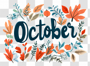 October - Colorful October Design Transparent PNG