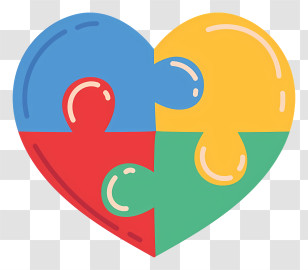 Heart Puzzle Piece - Colorful Puzzle Heart Illustration Transparent PNG