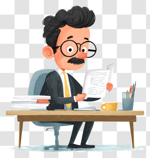 Businessman Doing Business Research - Office Worker Reading Papers Transparent PNG