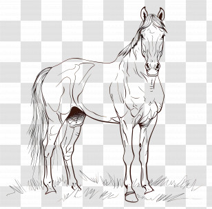 Horse - Sketch Of A Standing Horse Transparent PNG
