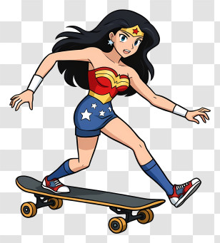 Wonder Woman - Superhero Woman On Skateboard Transparent PNG