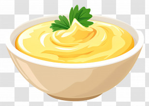 Cheese Sauce - Bowl Of Creamy Butter With Garnish Transparent PNG