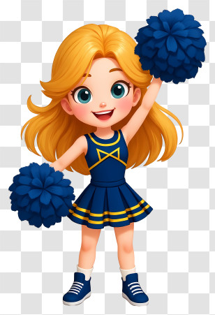 Cheerleader Girl - Cheerleader Girl With Pom Poms Transparent PNG