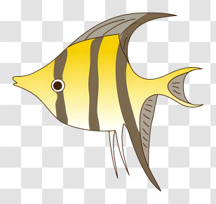Fish - Yellow And Brown Striped Fish In Cartoon Style Transparent PNG