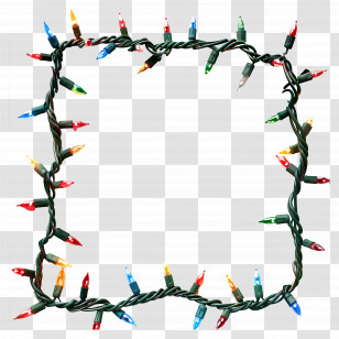 Christmas Lights Border Frame - String Light Garland Decorative Frame Transparent PNG