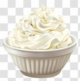 Whipped Cream - Whipped Cream In Ceramic Bowl Transparent PNG
