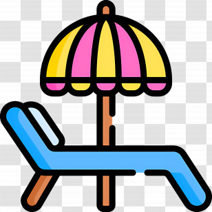 Beach Umbrella - Summer Beach Chair And Umbrella Illustration Transparent PNG