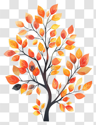 Tree Leaves - Autumn Tree With Vibrant Foliage Illustration Transparent PNG