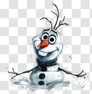 Olaf - Cute Cartoon Snowman With Carrot Nose Transparent PNG