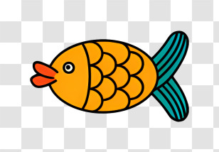 Small Golden Fish - Cartoon Fish With Colorful Design Transparent PNG