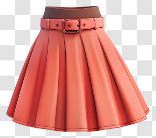 Skirt - Red Pleated Skirt With Belt Transparent PNG